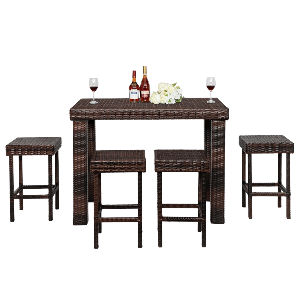 Poly rattan coffee & bar set