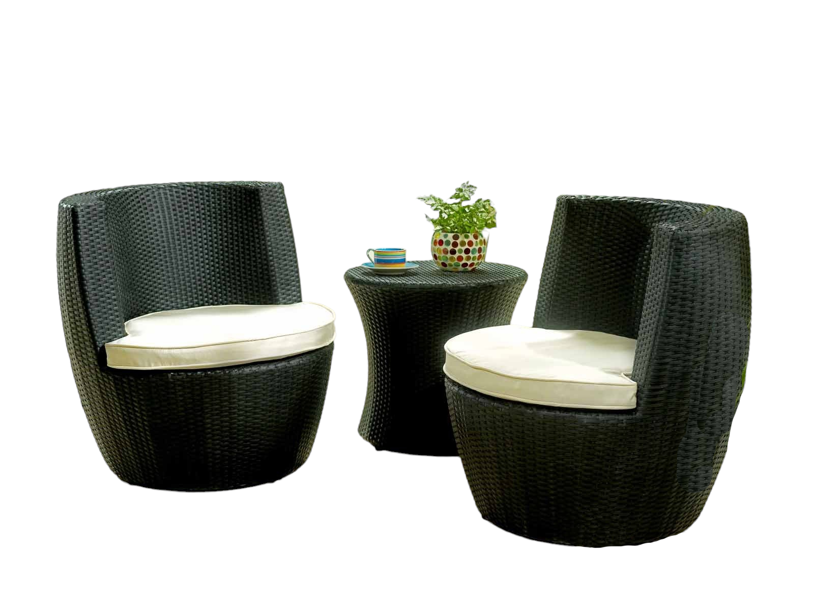 QUALITY POLY RATTAN COFFEE SET