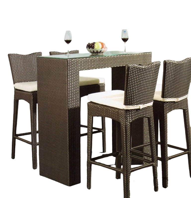 Poly rattan coffee & bar set