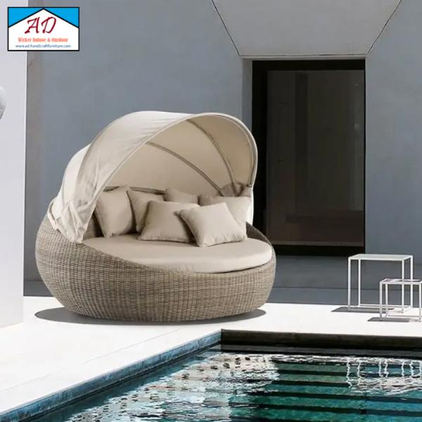 Poolside rattan loungers: durable and weather-resistant