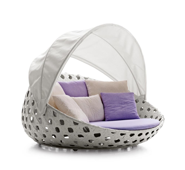 POLY RATTAN ROUND SUNBED FLAT FIBER