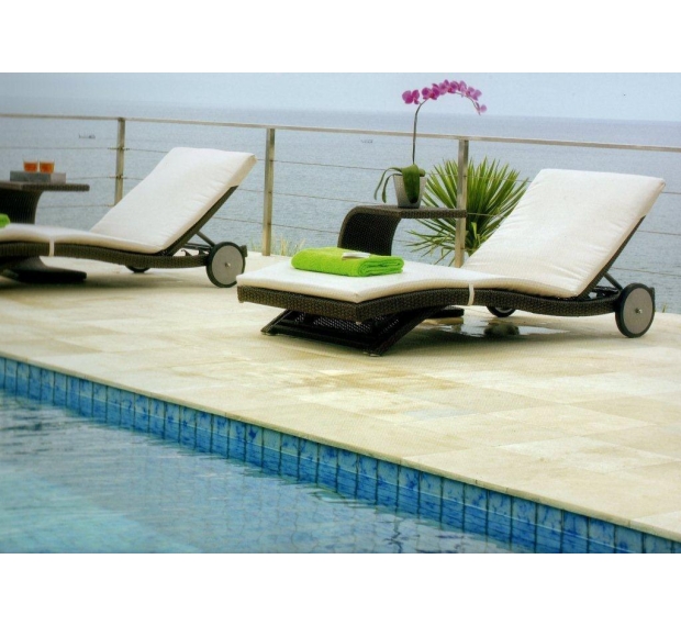 POLY RATTAN SUNBED WITH TWO WHEELS HEAD