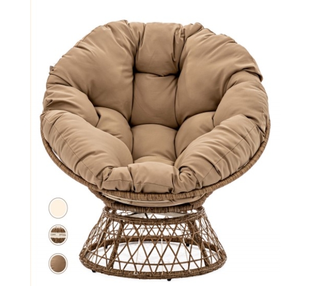 POLY RATTAN SWIVEL CHAIR WITH CUSHION