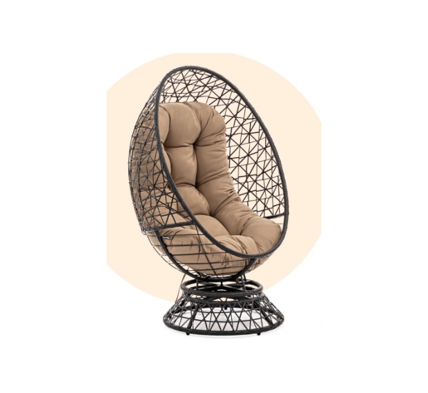 POLY RATTAN SWIVEL EGG CHAIR - K/D