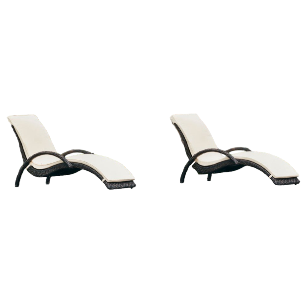 POLY RATTAN LOUNGER AND TABLE SET