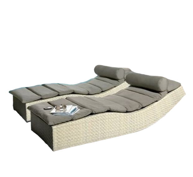 POLY RATTAN LOUNGER WICKER SUNBED SET