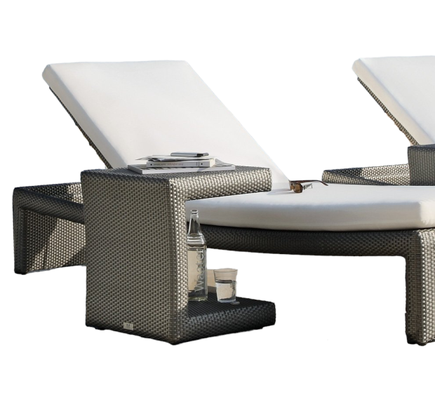 POLY RATTAN SUNBED AND TABLE SET