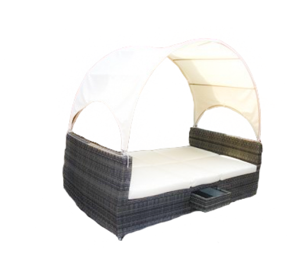 POLY RATTAN SUNBED WITH CUSHION 5CM