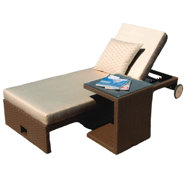POLY RATTAN SUNBED WITH SIDE TABLE